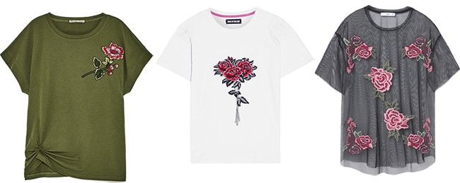 Camisetas con parches de flores