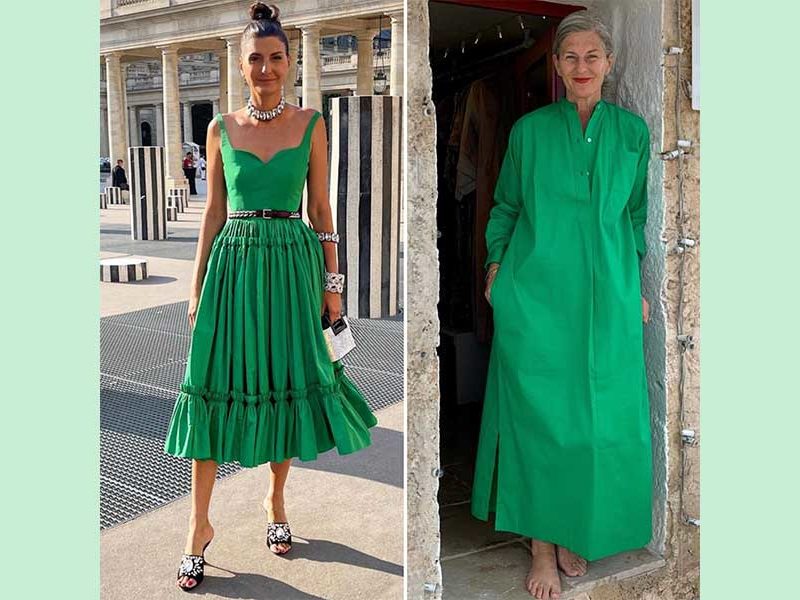 mujeres vestidas de verde esmeralda