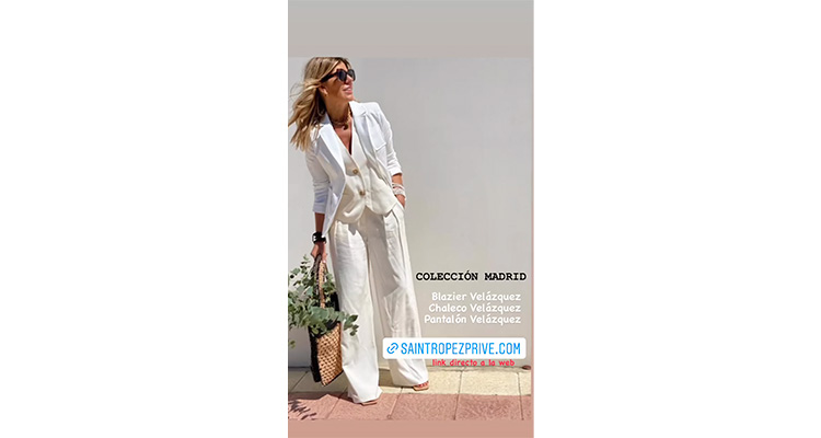 Paloma Chimeno con traje blanco de Saint Tropez Prive